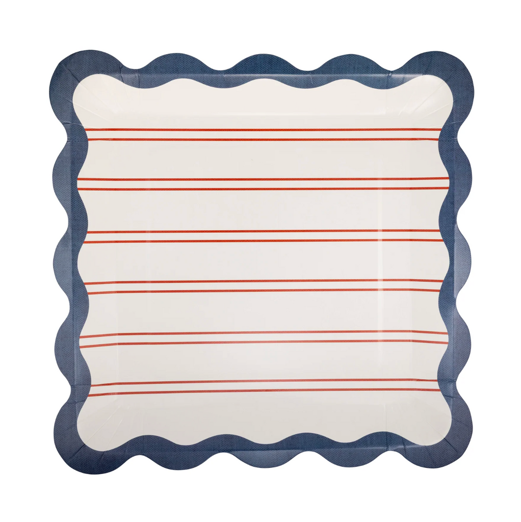 Red Stripes 11" Square Paper Plates