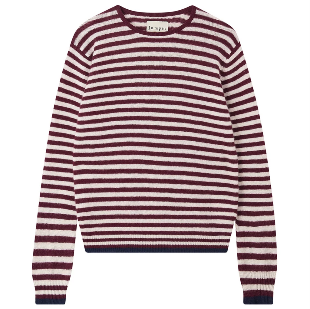 Cashmere Tipped Little Stripe Crew