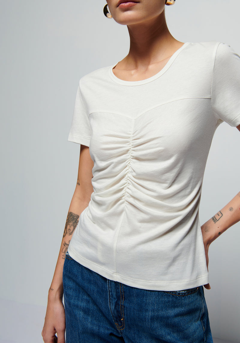 Alina Center Front Seamed Tee - Porcelain