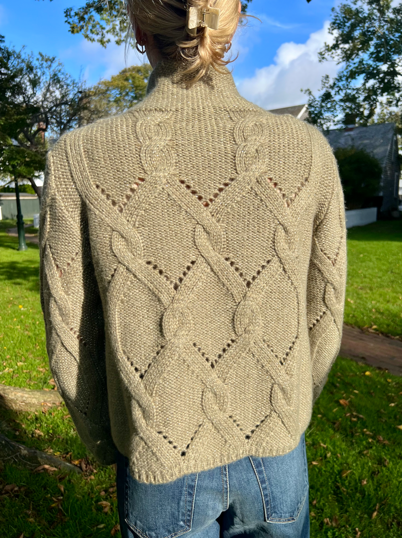 High Neck Shimmer Sweater - Green/Gold