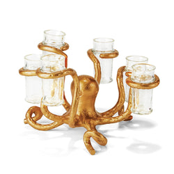 Golden Bronze Octopus Shot Glass Holder