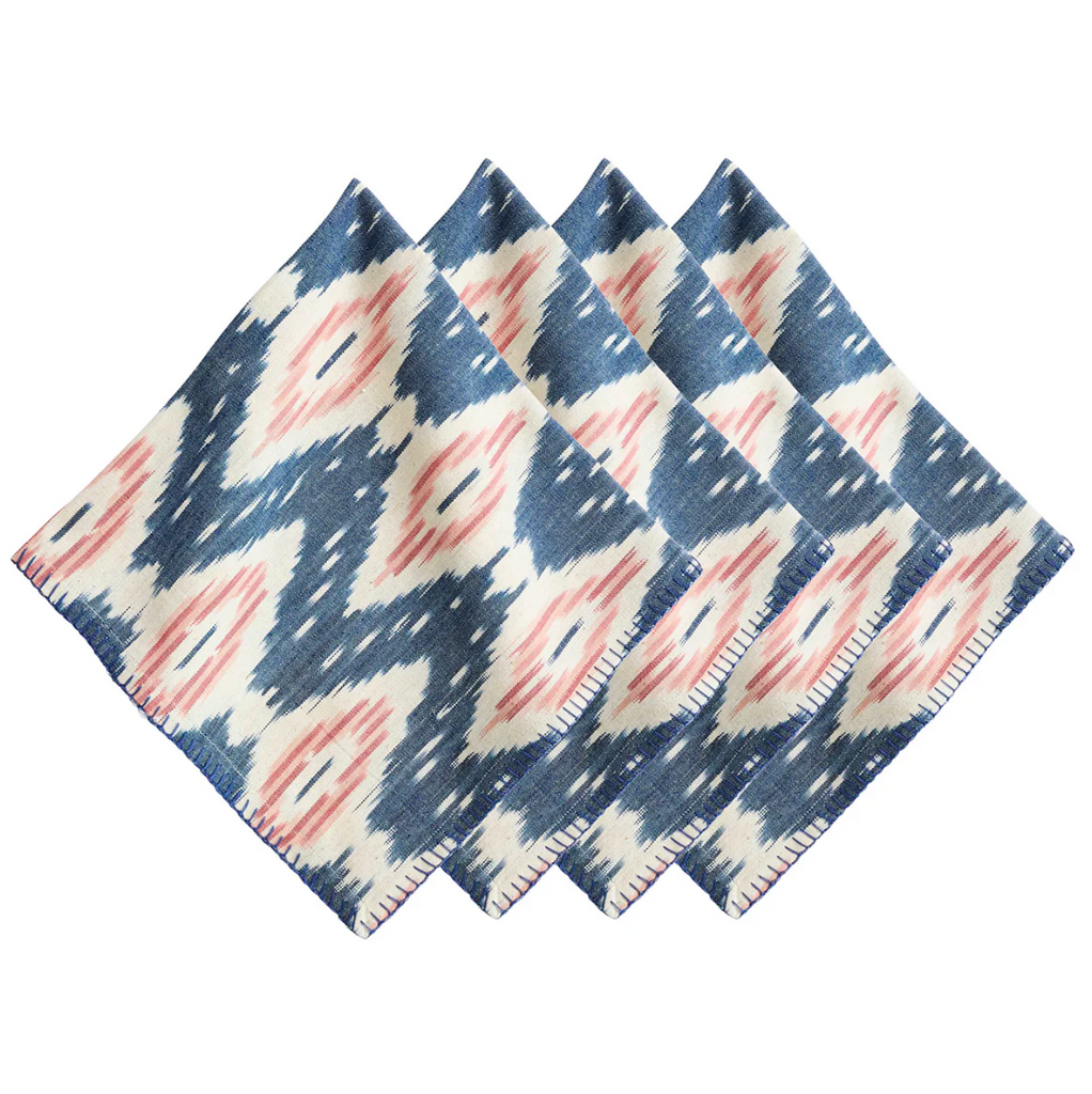 Ikat Napkin Set - Blue/Pink