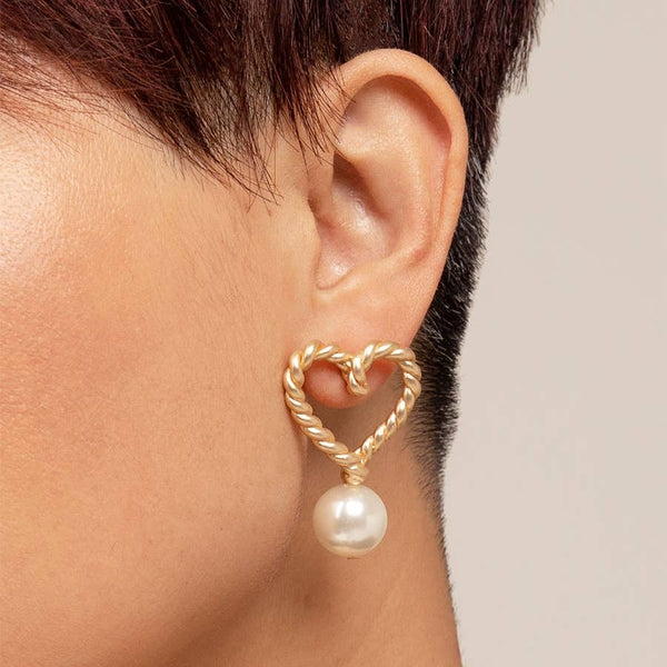 Vienna Heart Earring - Gold/Pearl
