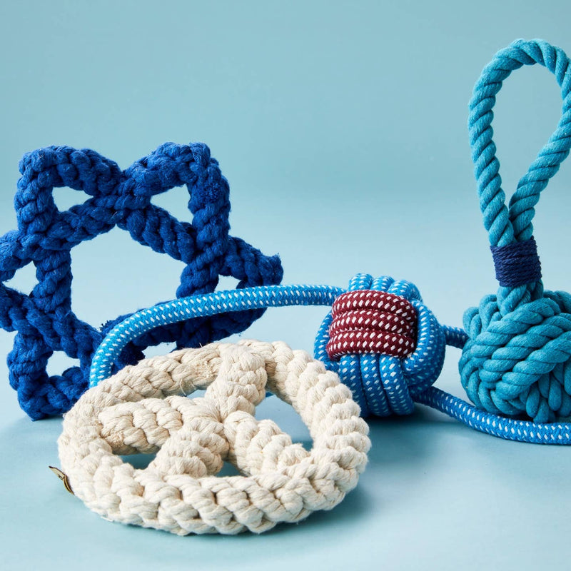 Star Of David Rope Dog Toy - Blue