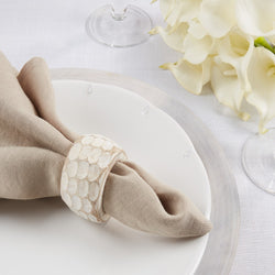 Chunky Wood Napkin Ring Set - White