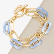 Angola Paperclip Chain Bracelet - Light Blue