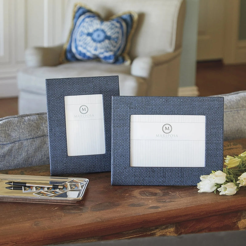 Indigo Blue Faux Grasscloth Frame - 4 x 6