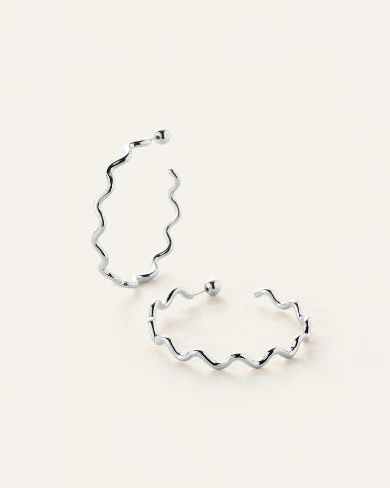 Jenny Bird Squiggle Hoops - Silver