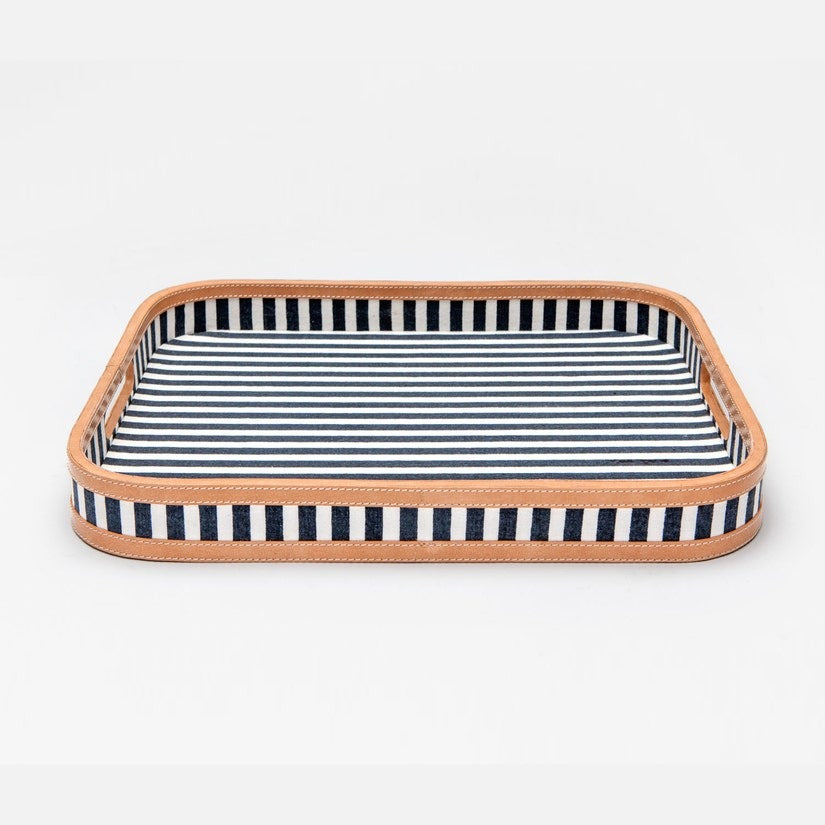 Hamilton Stripe Rectangular Tray - White/Navy