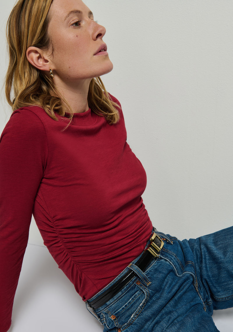 Rita Mock Neck Long Sleeve - Danish Red