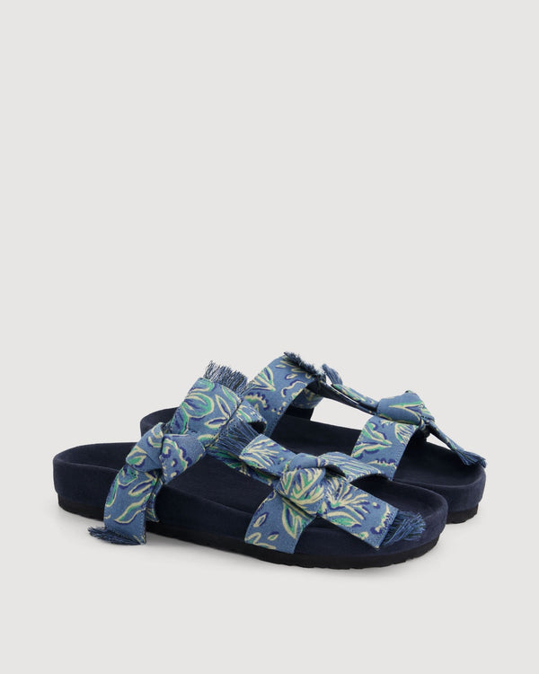 Ema Ervin Printed Cotton Sandals - Blue