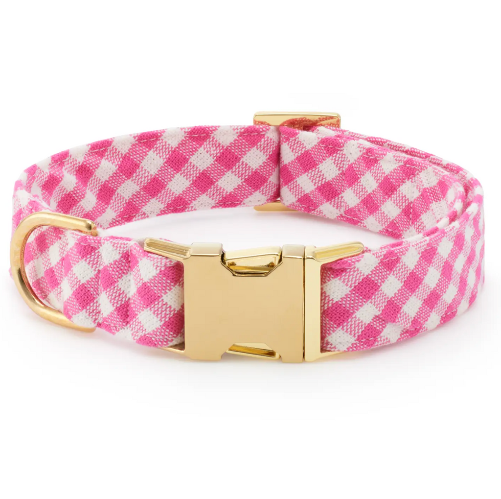 Hot Pink Gingham Dog Collar
