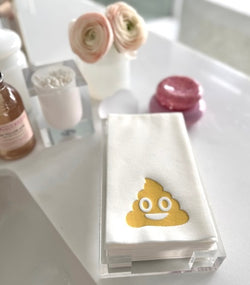 Lined Design Poop Emoji Acrylic Guest Towel Set