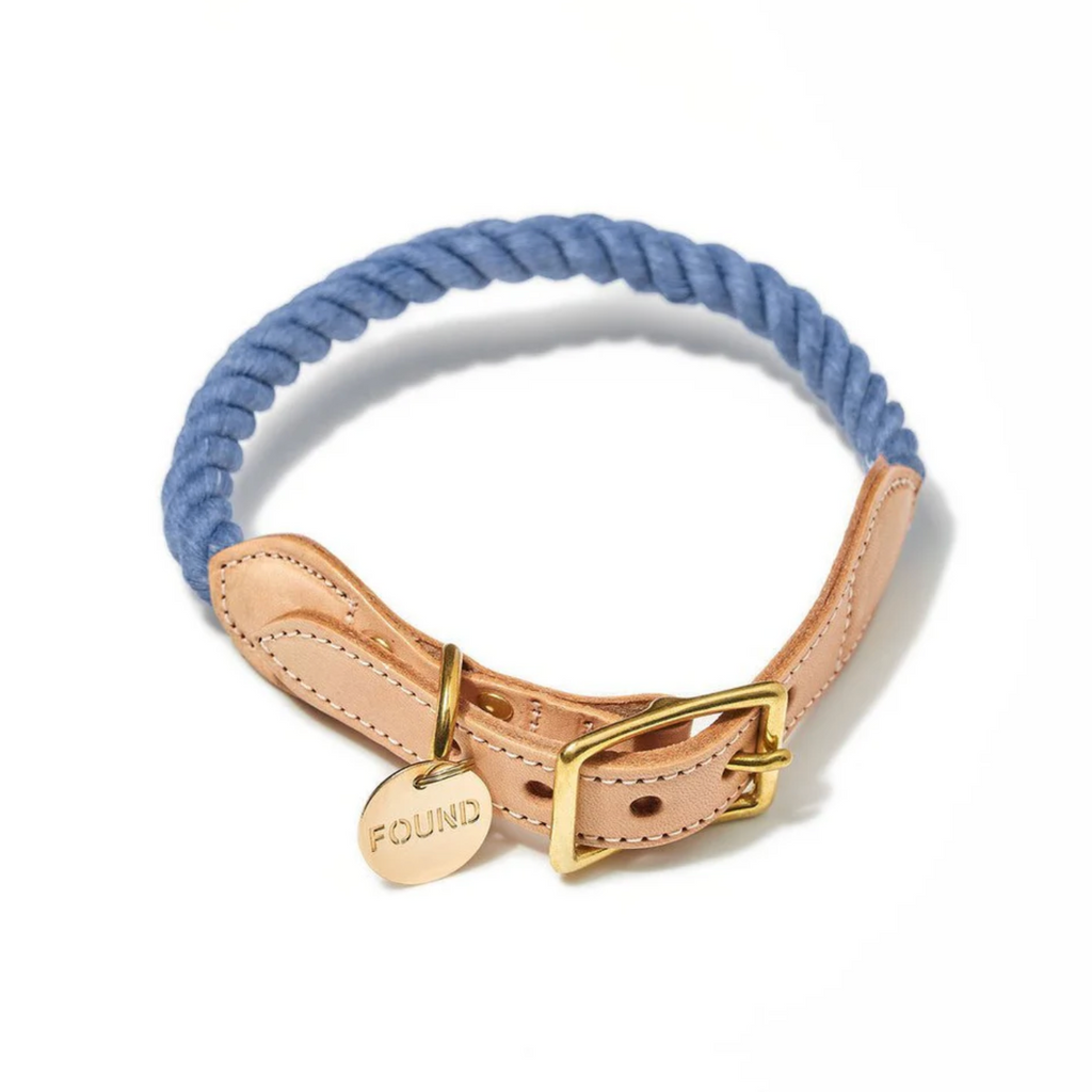 Up-Cycled Rope Pet Collar - Blue Jean