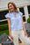 Ruffle Neck Top - Hydrangea Tropical Block Print