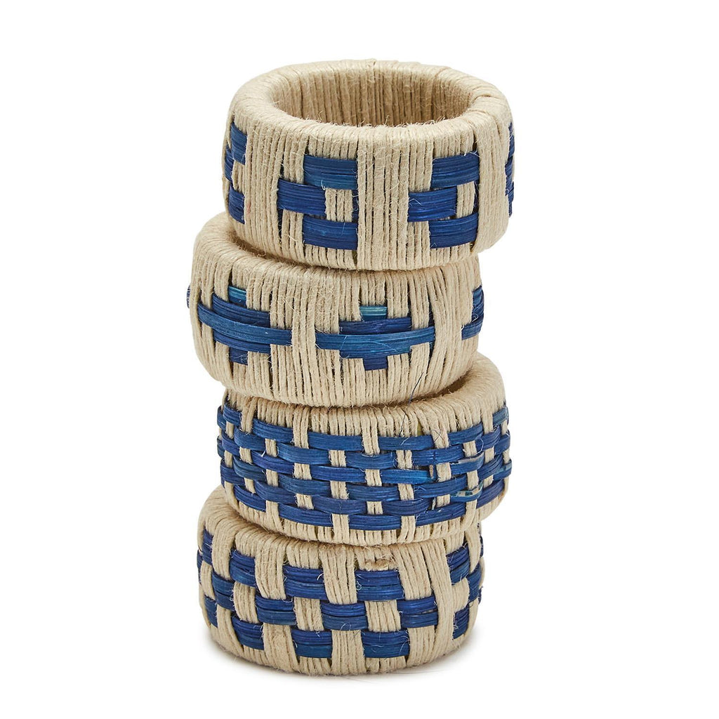 Ivory & Navy Napkin Ring Set