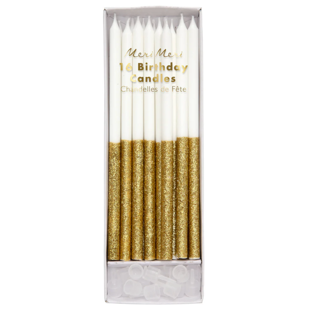 Gold Glitter Dipped Birthday Candles