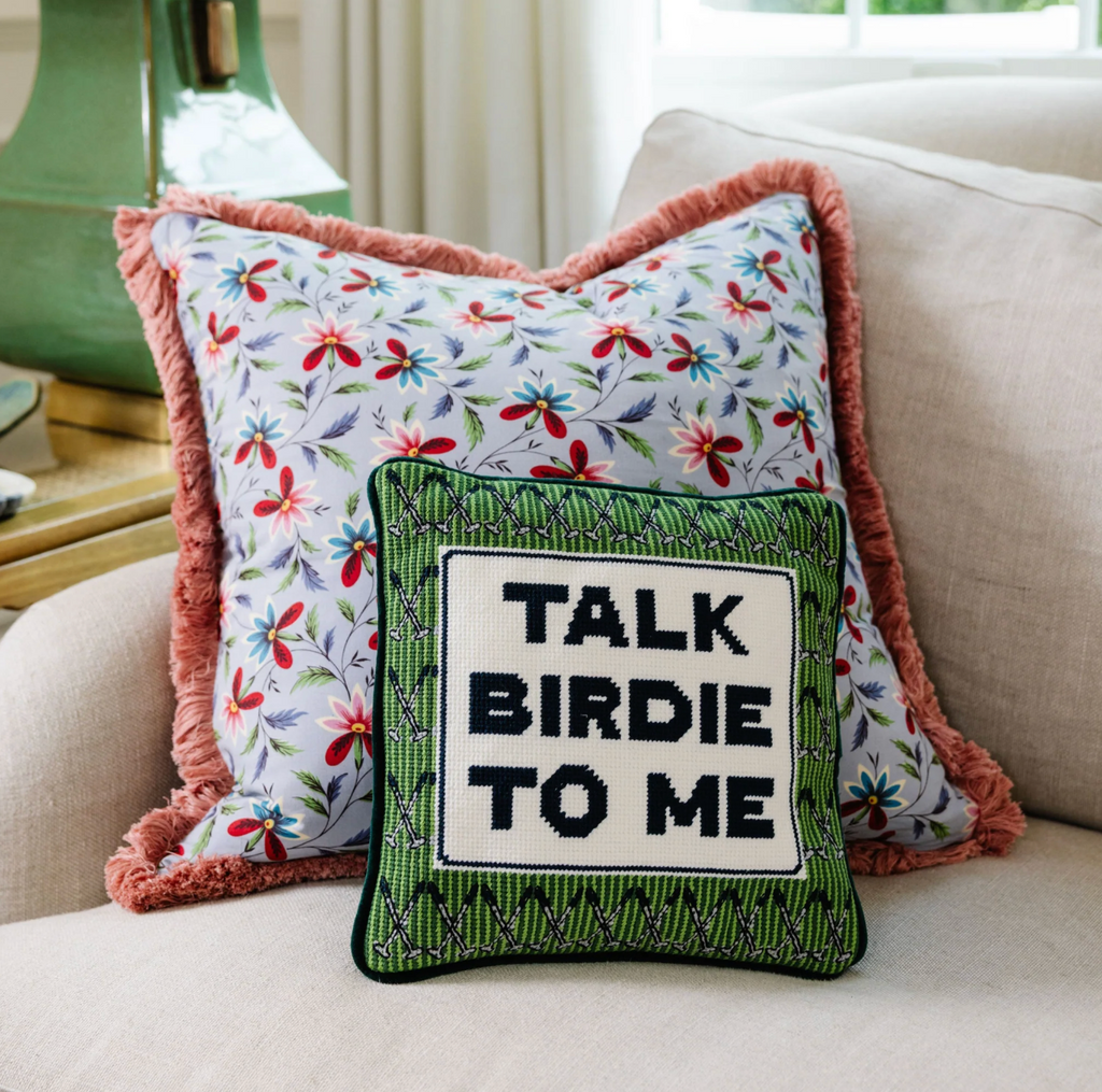Talk Birdie To Me Needlepoint Pillow