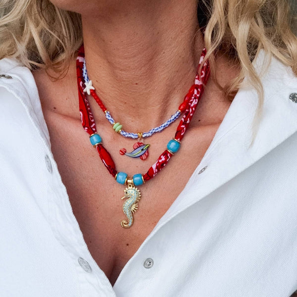 Summer Red Bandana Necklace