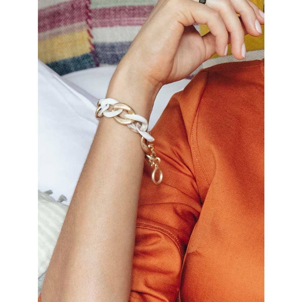 Maldives Marbled Beige Chain Bracelet