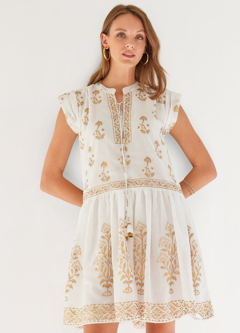 Bettina Drop Waist Dress - Gold