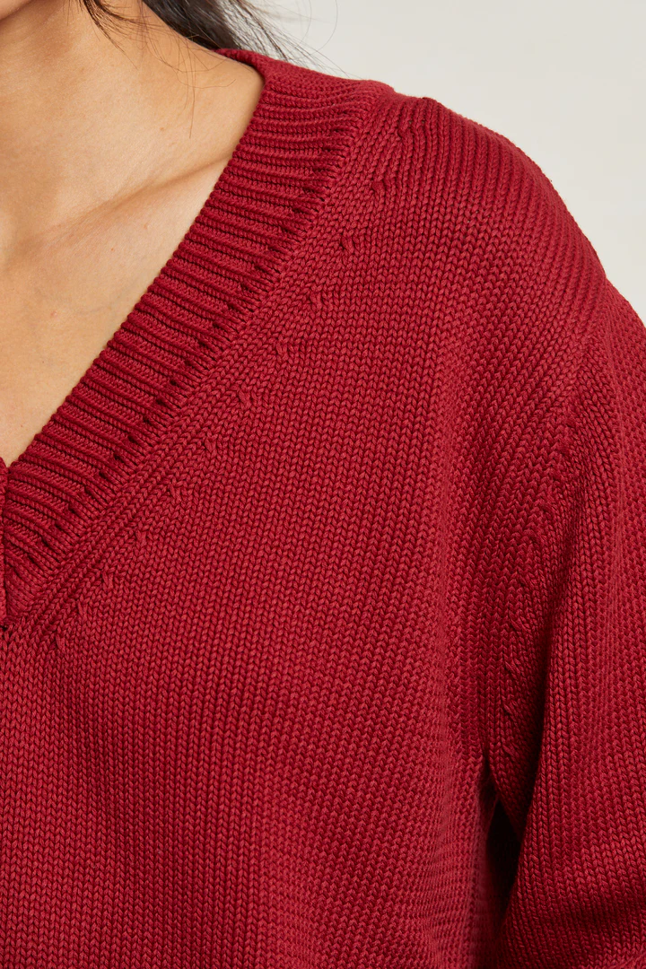 Addie Oversized Cotton V-Neck Sweater