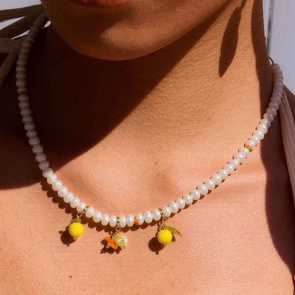 Erin Lemon Pearl Necklace - Yellow