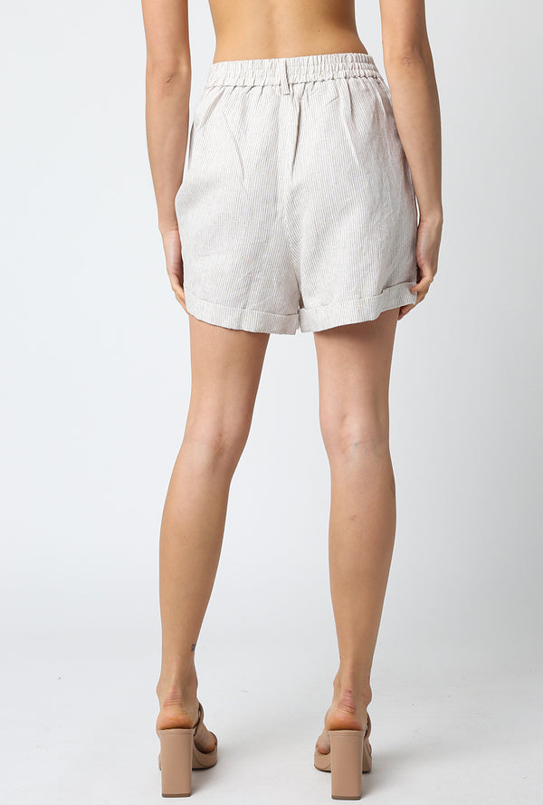 Rina Linen Shorts - Khaki