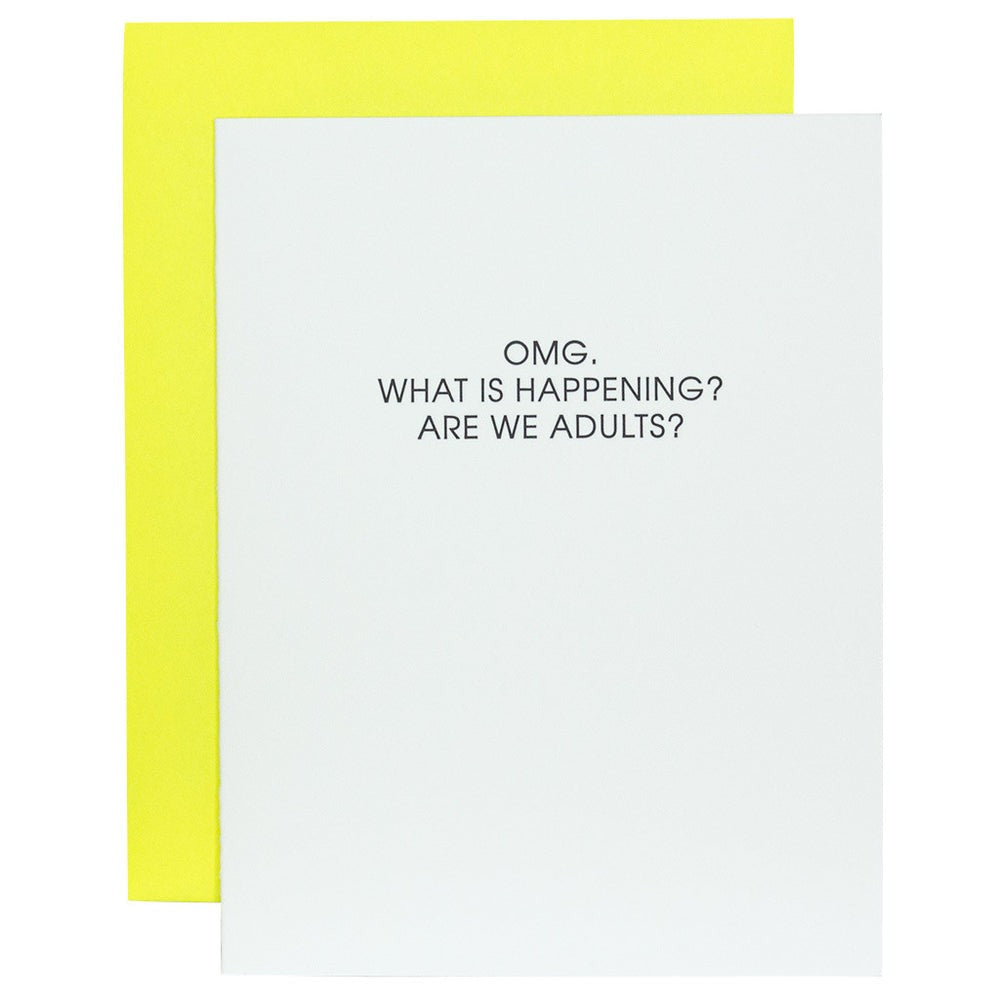 Chez Gagne OMG Are We Adults Letterpress Card