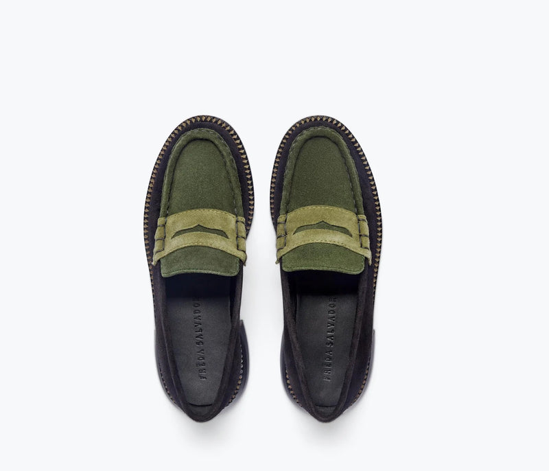 Elba Penny Loafer - Eucalyptus Suede Combo