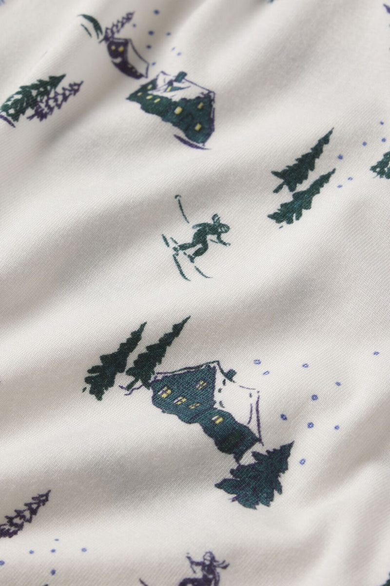 Gisele Printed Long Sleeve PJ Set - Ski Chalet Ivory/Pine