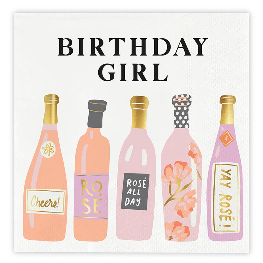 Birthday Girl Foil Beverage Napkins