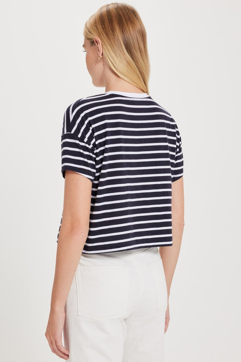 Stripe Drop Shoulder Crop Tee