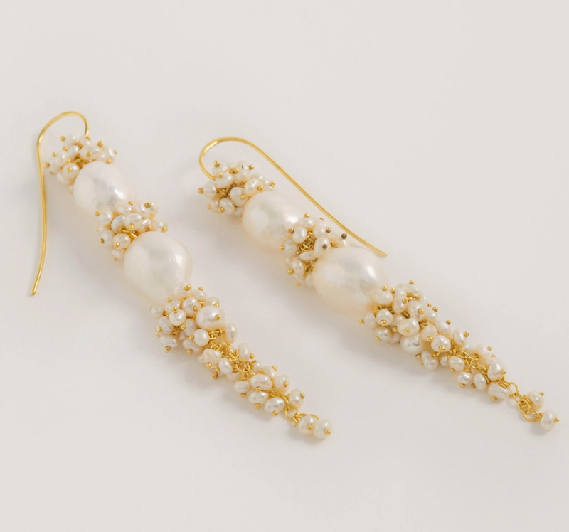 Baroque Pearl Long Drops - Gold