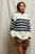 Ginger Oversized Crewneck Sweater - Navy/Sugar Stripe