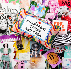 Caviar & Cash Needlepoint Pillow