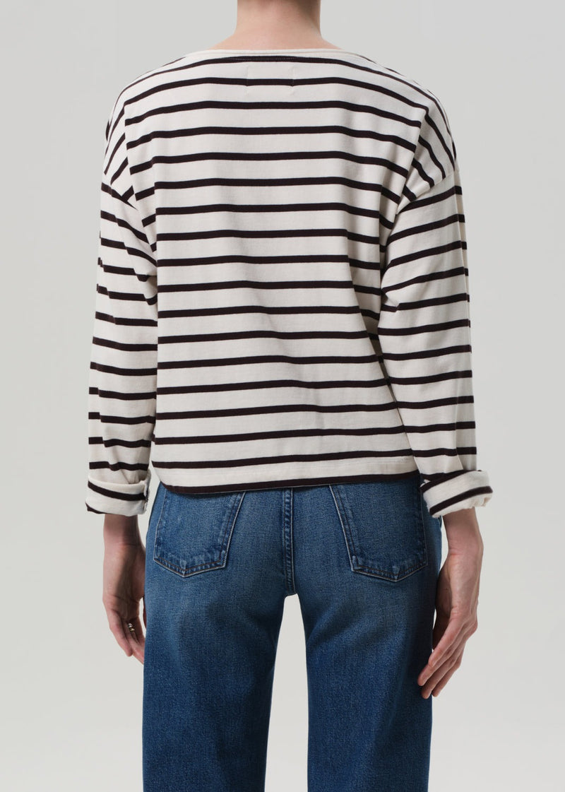 Boat Neck Long Sleeve - Chocolate Stripe