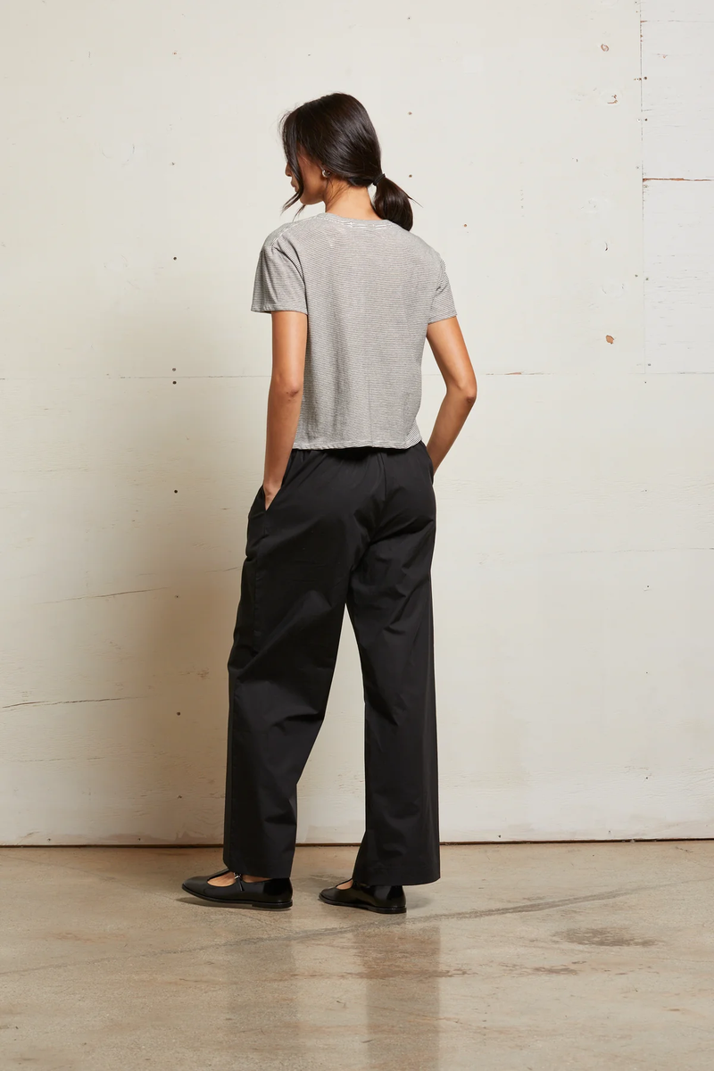 Harley Stripe Cotton Boxy Crew - Ivory/Black