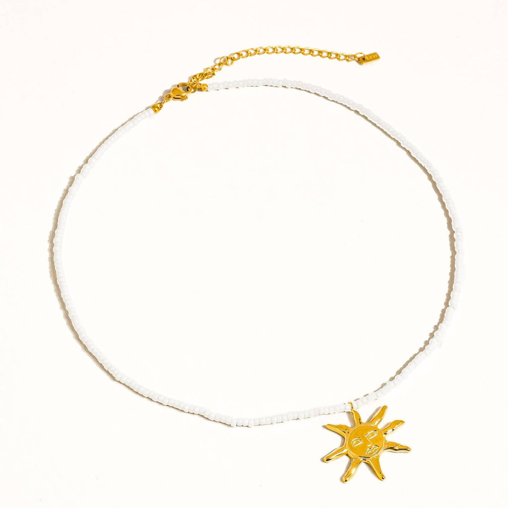 Iria Sun Beaded Necklace - White