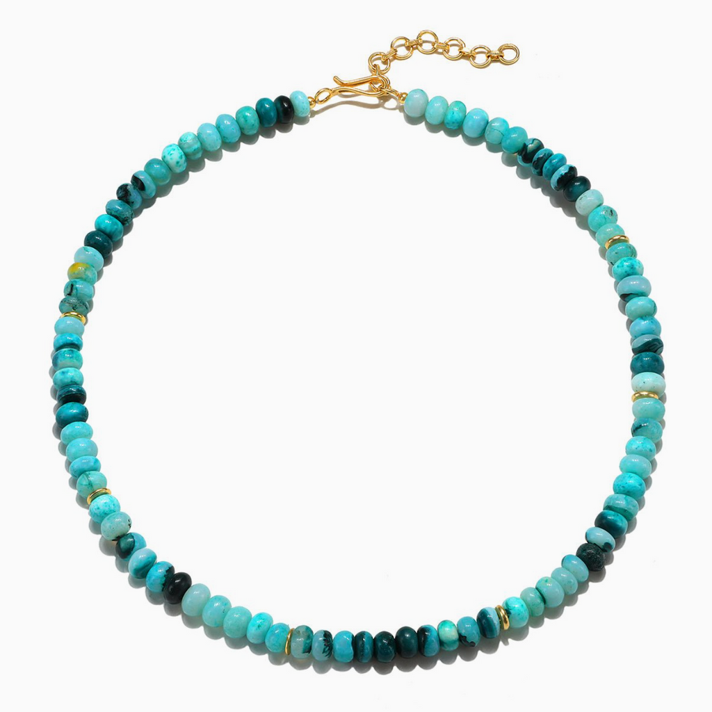 Beaded Opal Necklace - Teal
