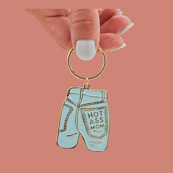 And Here We Are Mom Jeans Keychain