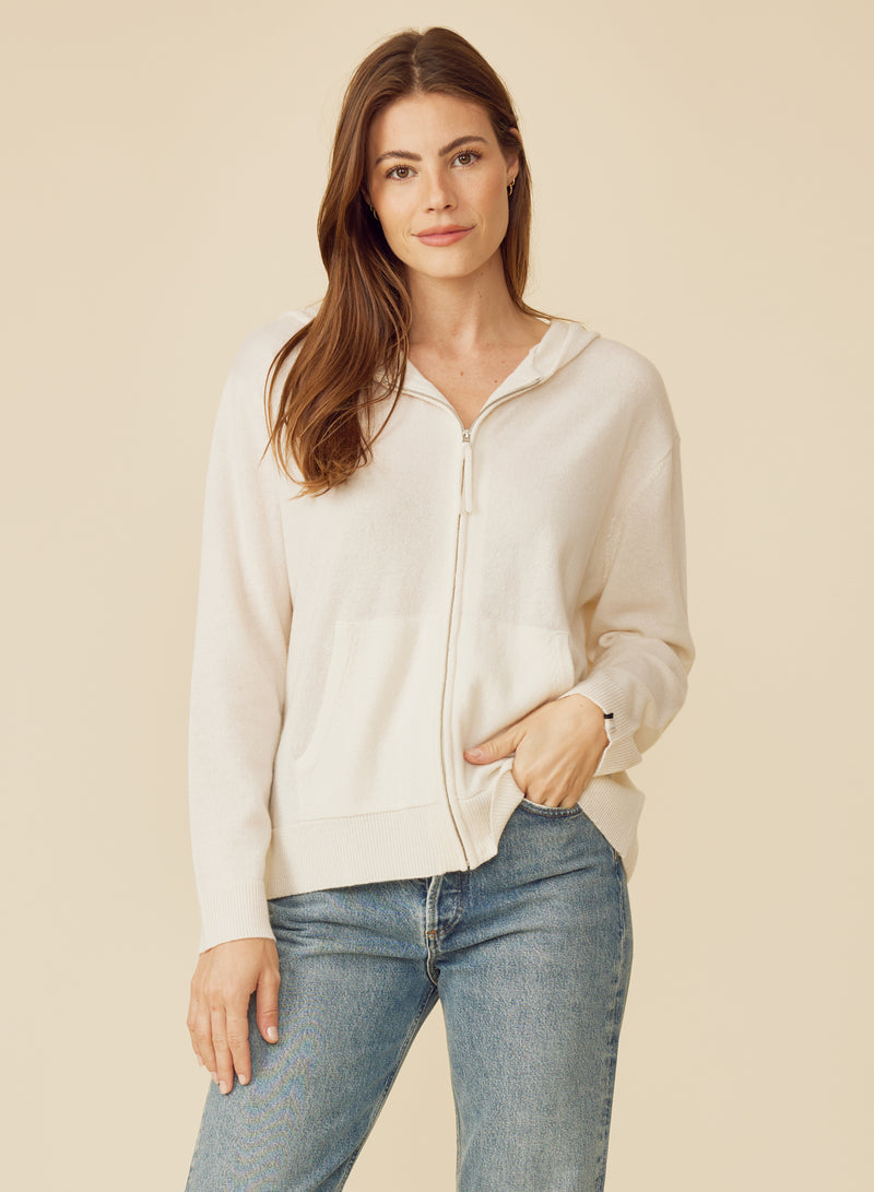 One Grey Day Colorado Cashmere Hoodie - Ivory