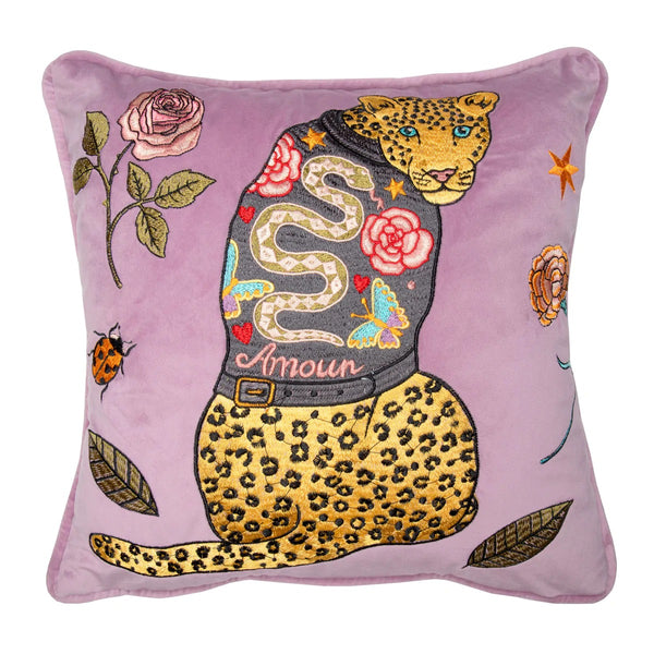 Amour Leopard Velvet Cushion Bolster