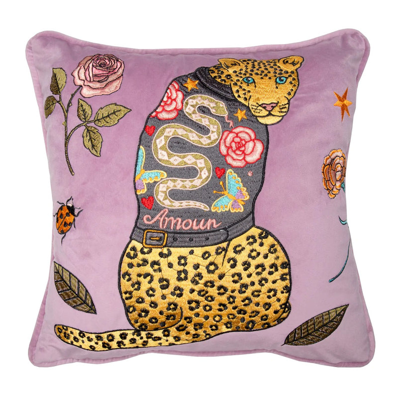 Karen Mabon Amour Leopard Velvet Cushion Bolster