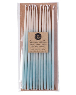 Knot & Bow Tall Beeswax Birthday Candles - Aqua Ombre