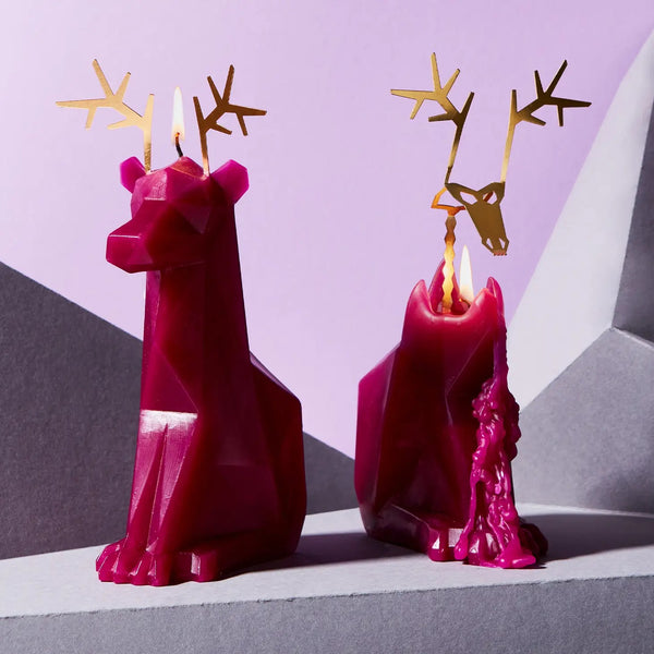 54 Celsius PyroPet Dyri Reindeer Candle - Burgundy