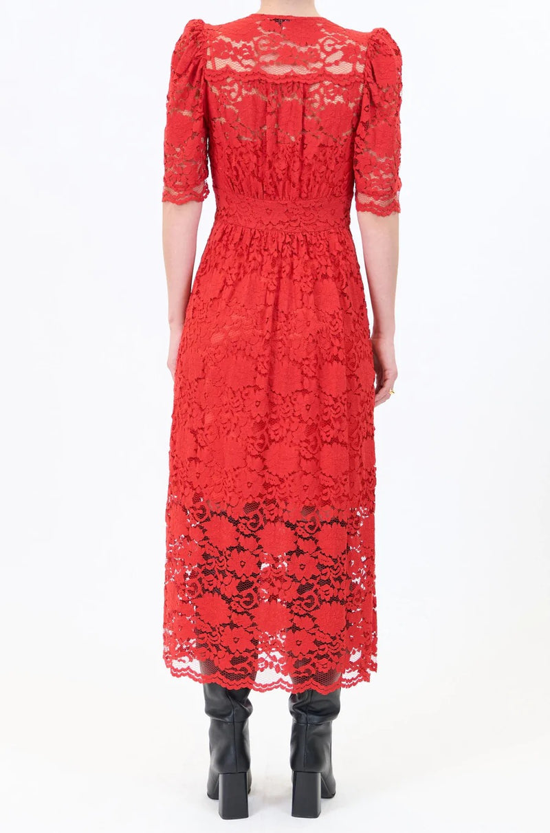 Eloise Dress - Red Lace