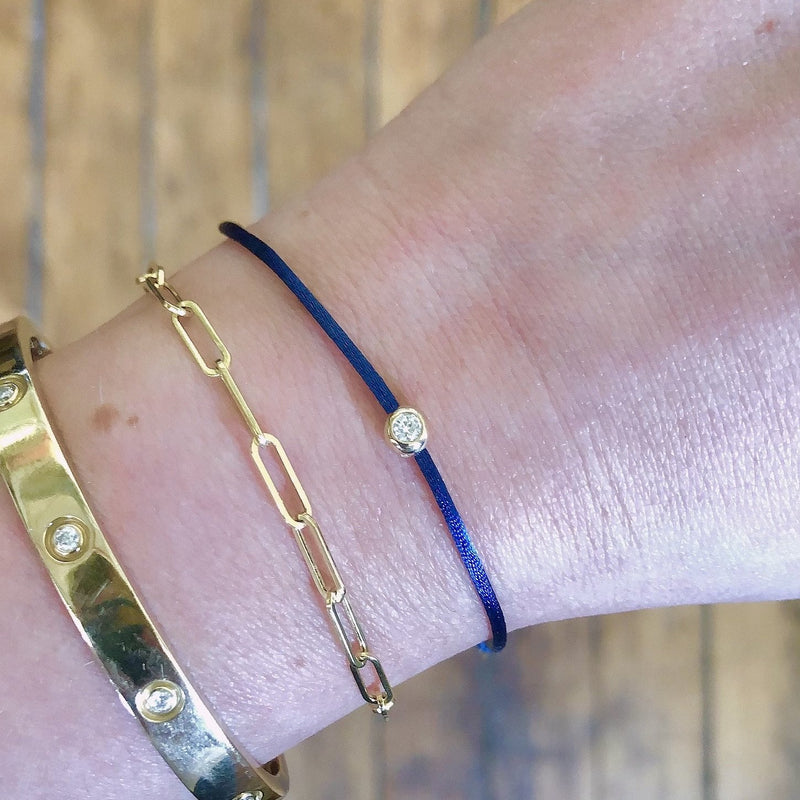 Diamond and Navy Blue String Bracelet