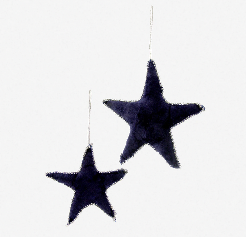 Velvet 5 Point Star - Ornament (set) Blue