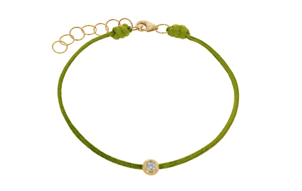 Diamond and Olive Green String Bracelet